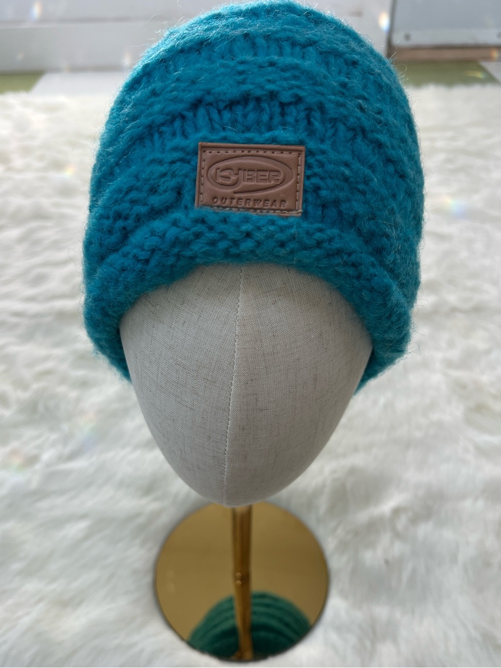 Kyber Outwear Teal Knit Beanie Hat wool Made in Nepal unisex